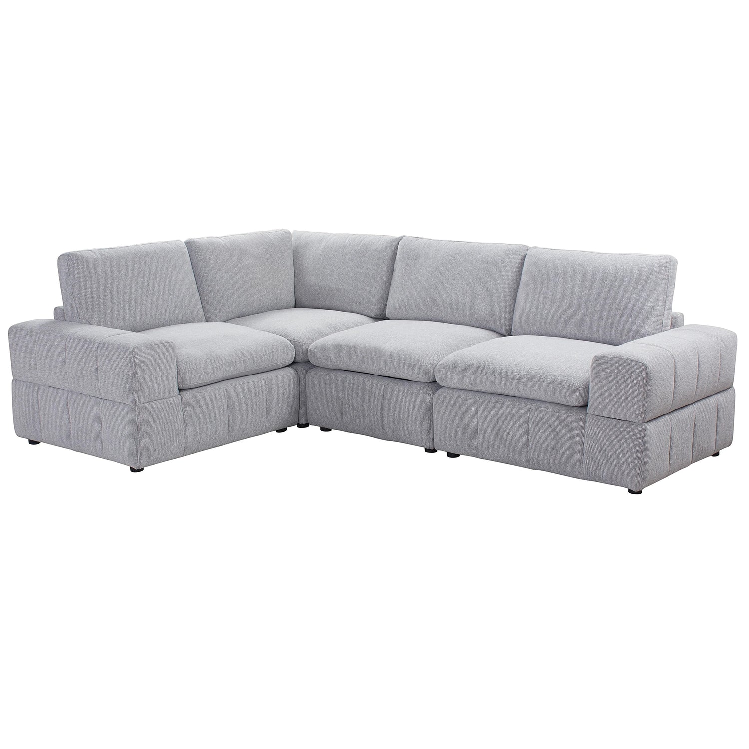 TOCO Meubles Modulaire Monaco gris clair, canapé d'angle 4 places en tissu texturé, confortable et personnalisable.