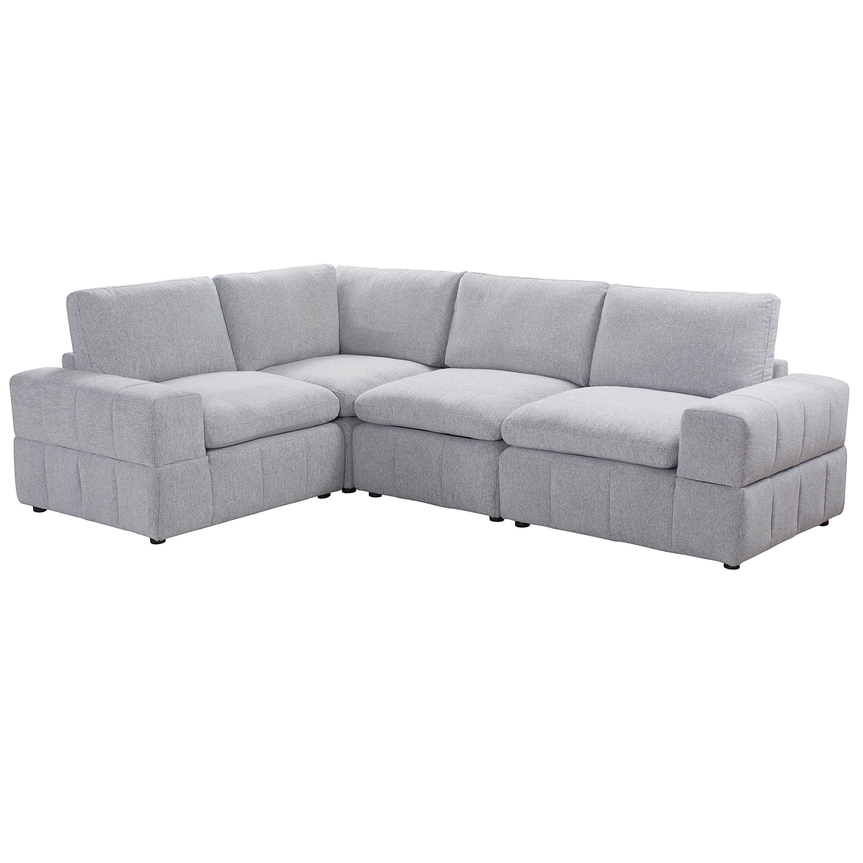 TOCO Meubles Modulaire Monaco gris clair, canapé d'angle 4 places en tissu texturé, confortable et personnalisable.