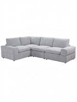 TOCO Meubles Modulaire Monaco gris clair, canapé d'angle 4 places en tissu texturé, confortable et personnalisable.