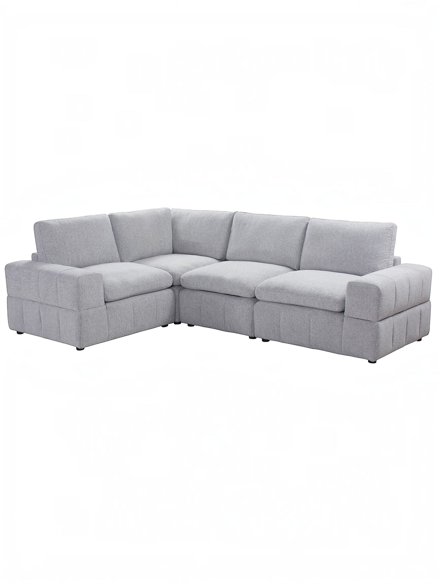 TOCO Meubles Modulaire Monaco gris clair, canapé d'angle 4 places en tissu texturé, confortable et personnalisable.