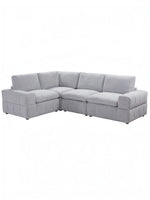 TOCO Meubles Modulaire Monaco gris clair, canapé d'angle 4 places en tissu texturé, confortable et personnalisable.