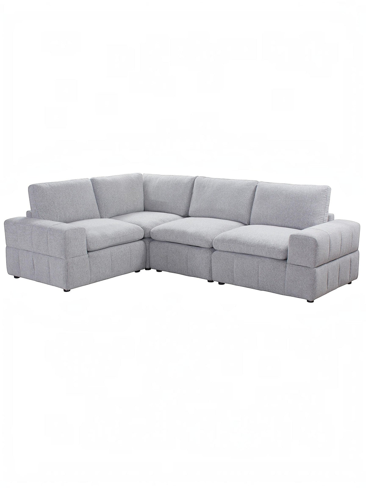 TOCO Meubles Modulaire Monaco gris clair, canapé d'angle 4 places en tissu texturé, confortable et personnalisable.