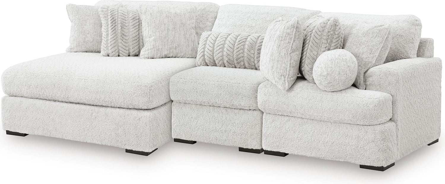 TOCO Meubles Canapé modulaire Nuage blanc en tissu texturé avec chaise longue et coussins décoratifs