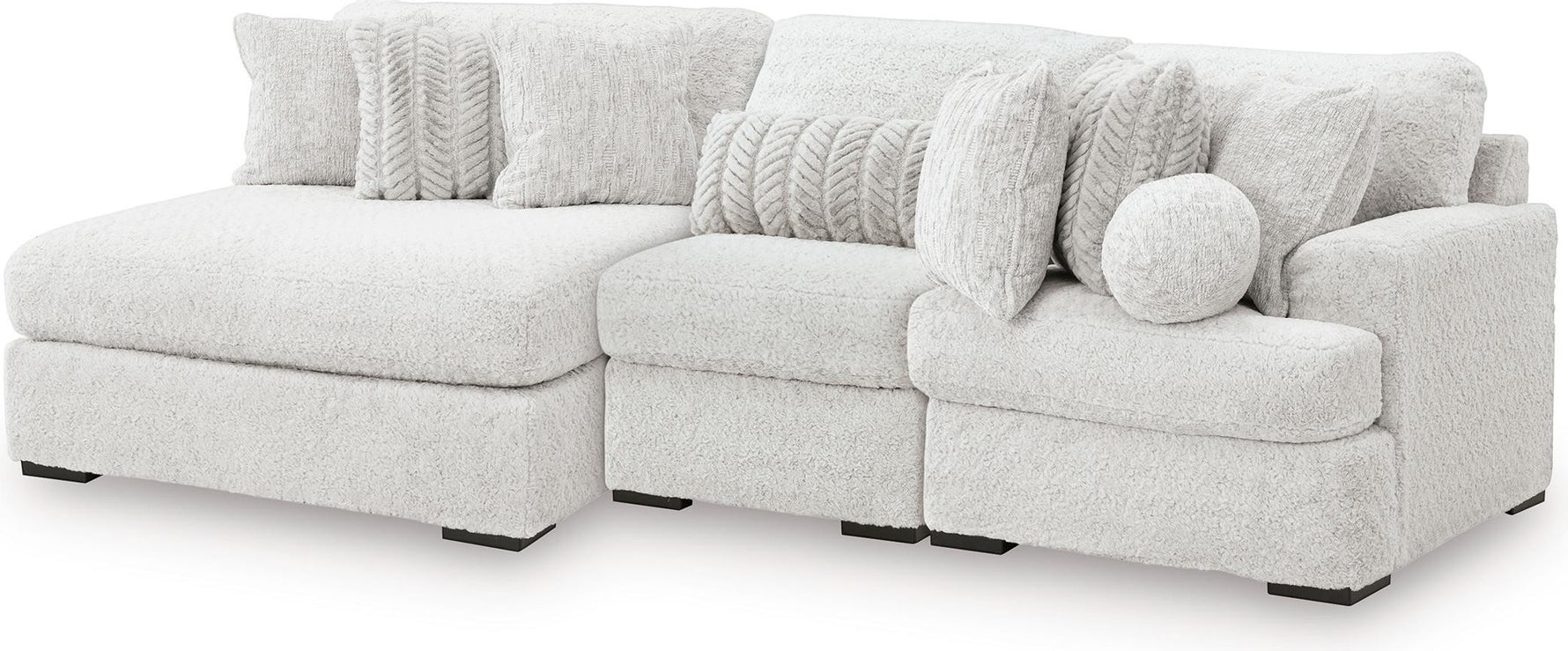 TOCO Meubles Canapé modulaire Nuage blanc en tissu texturé avec chaise longue et coussins décoratifs