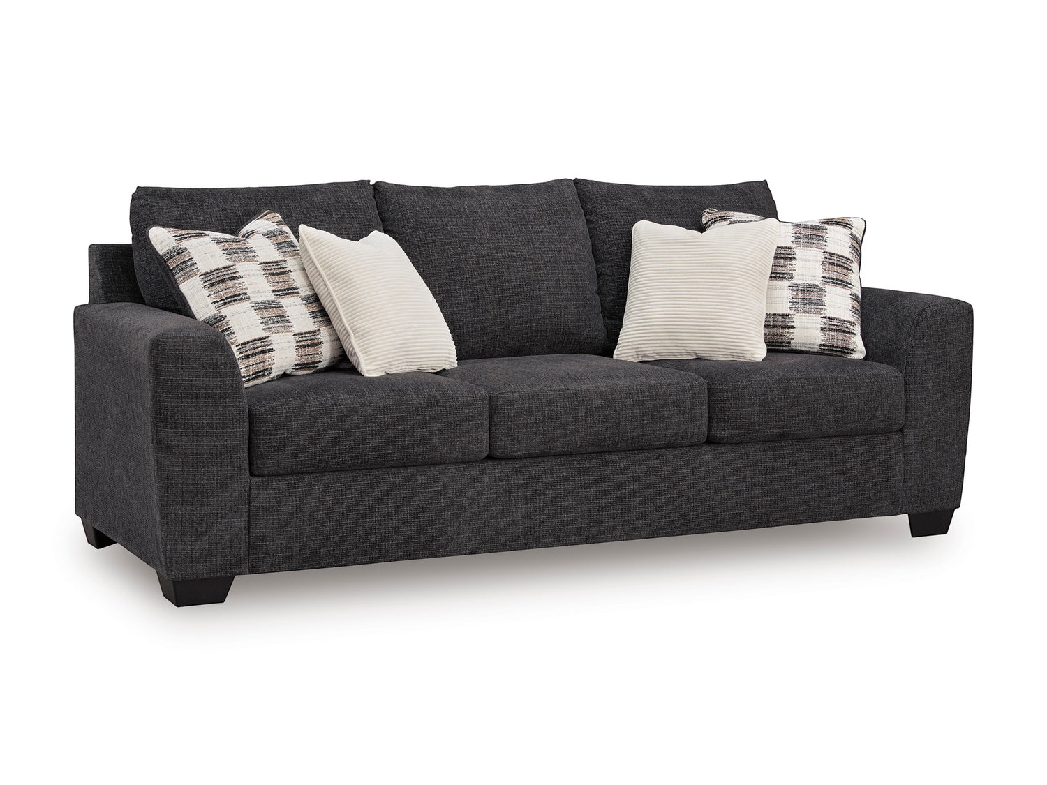 TOCO Meubles Sofa-lit Muna gris foncé, 3 places, avec 4 coussins décoratifs inclus.