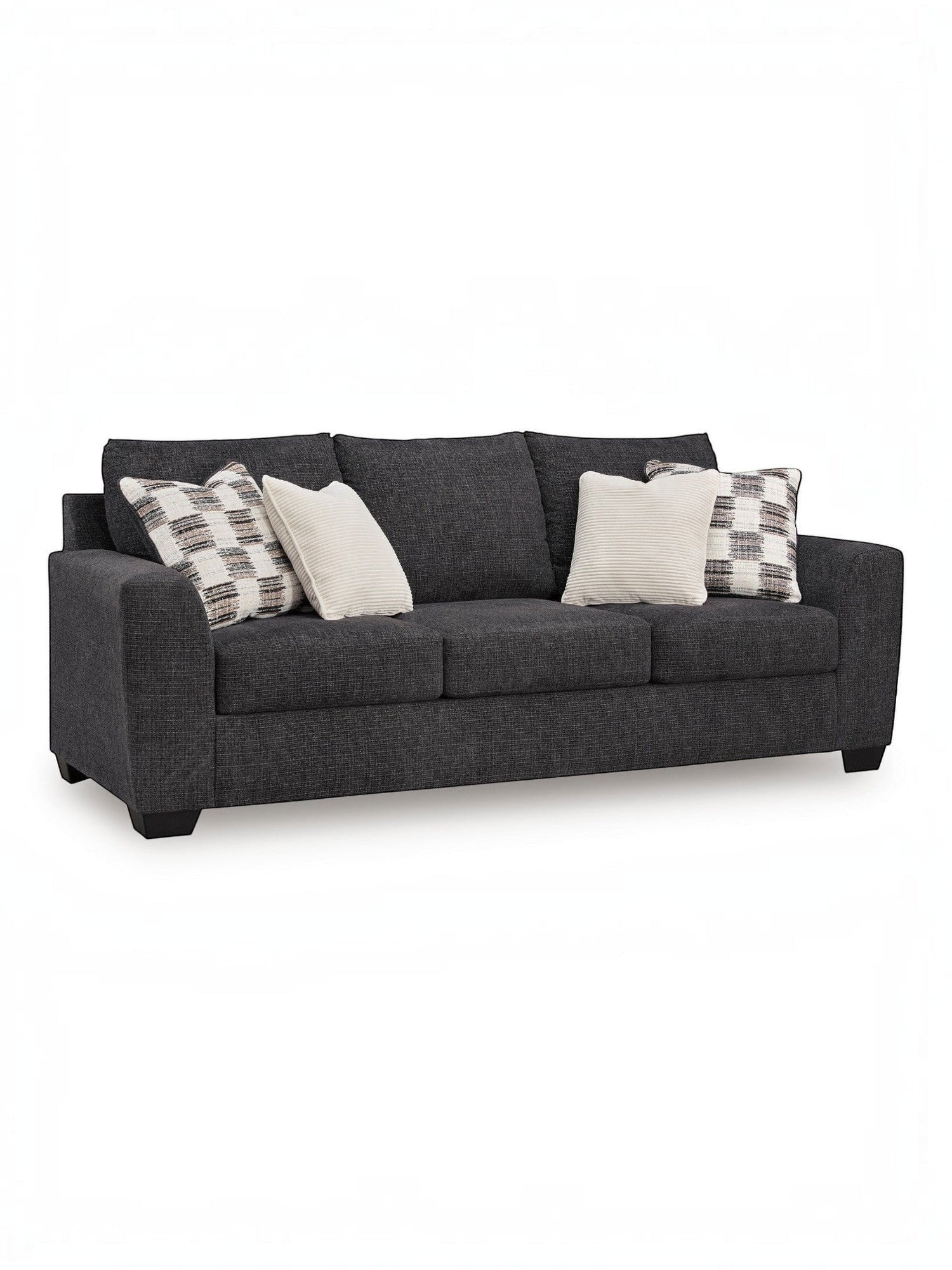 TOCO Meubles Sofa-lit Muna gris foncé, 3 places, avec 4 coussins décoratifs inclus.