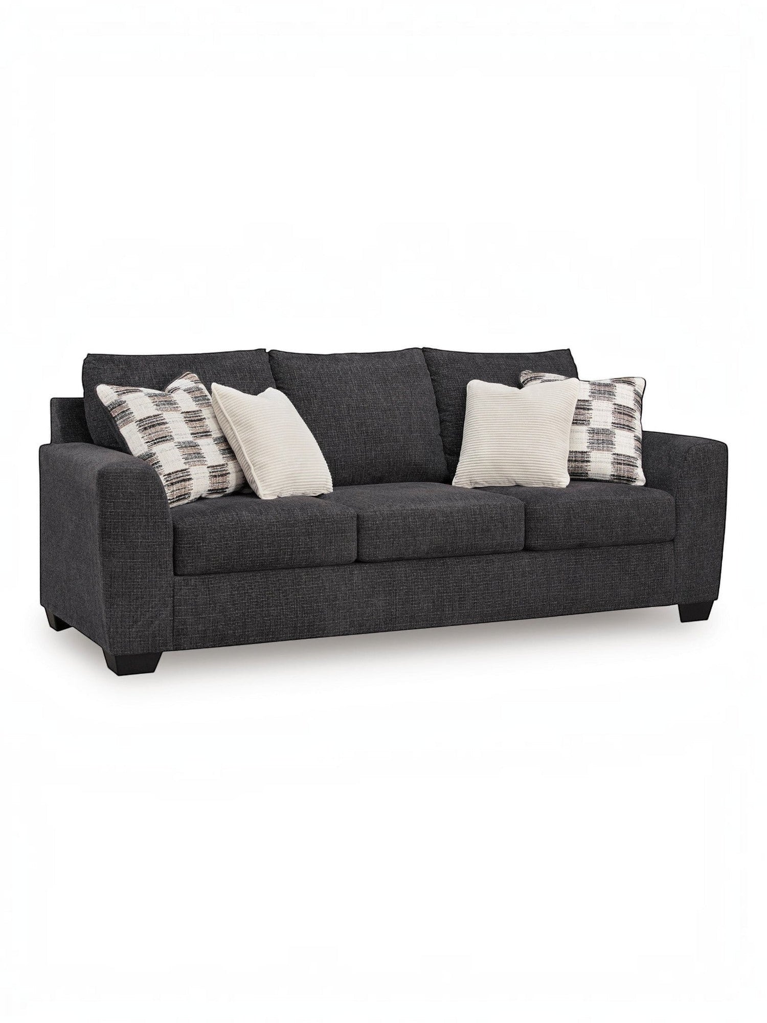 TOCO Meubles Sofa-lit Muna gris foncé, 3 places, avec 4 coussins décoratifs inclus.