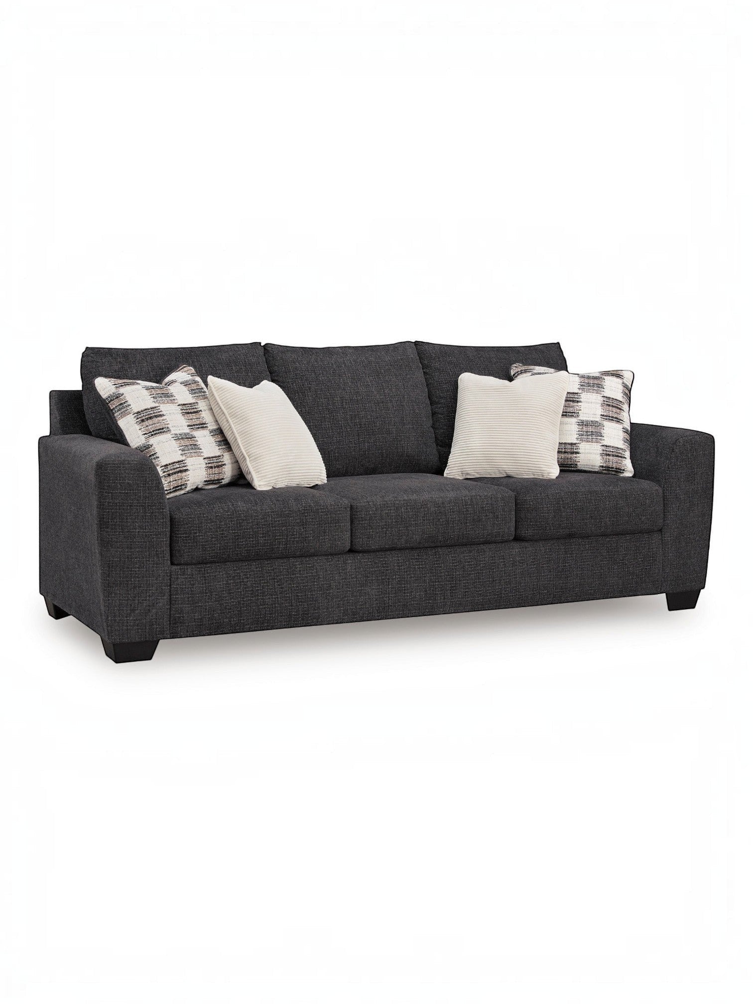 TOCO Meubles Sofa-lit Muna gris foncé, 3 places, avec 4 coussins décoratifs inclus.