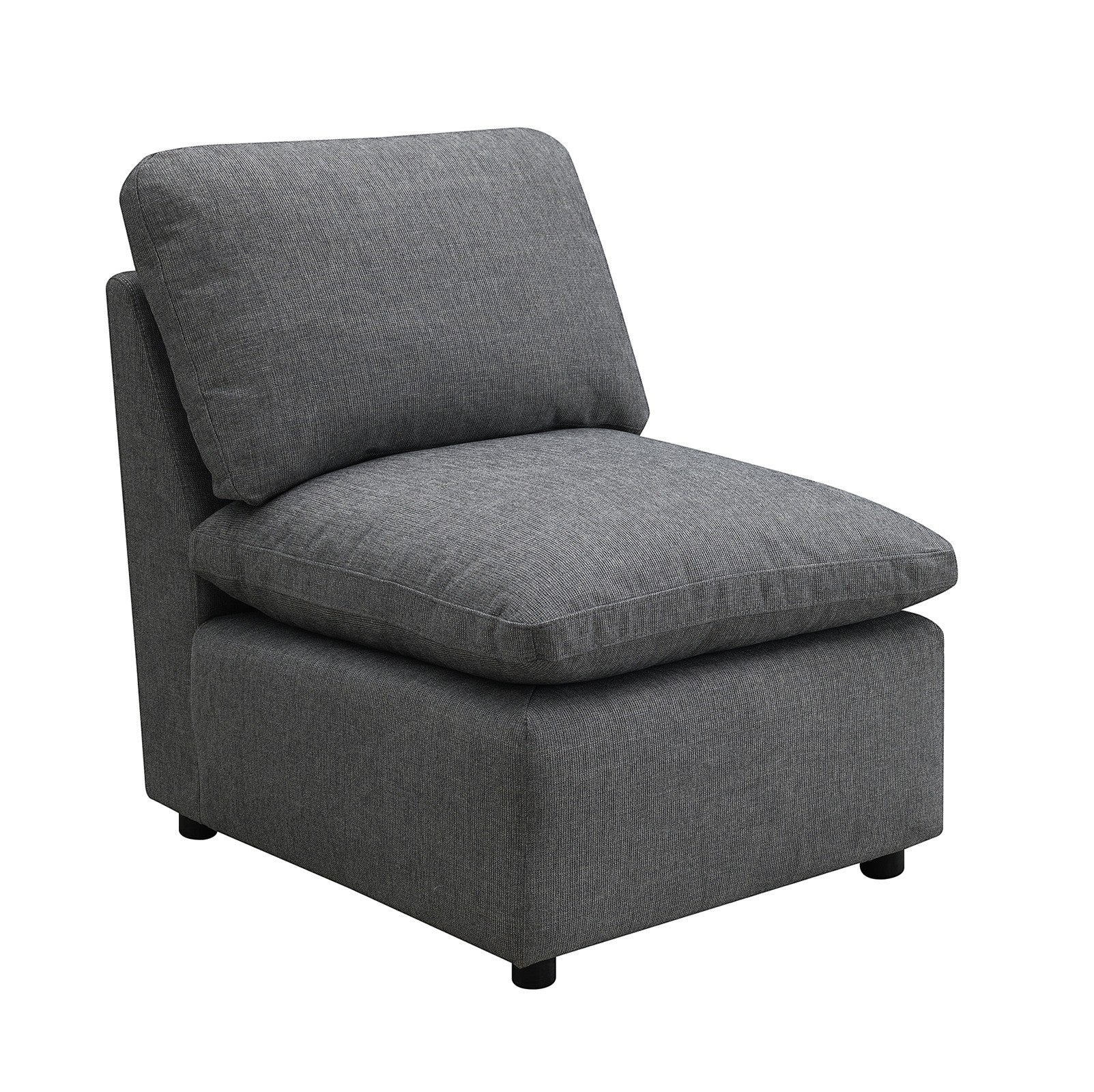 TOCO Meubles Canapé Pippa gris en chenille, assise profonde et dossier inclinable, style moderne.