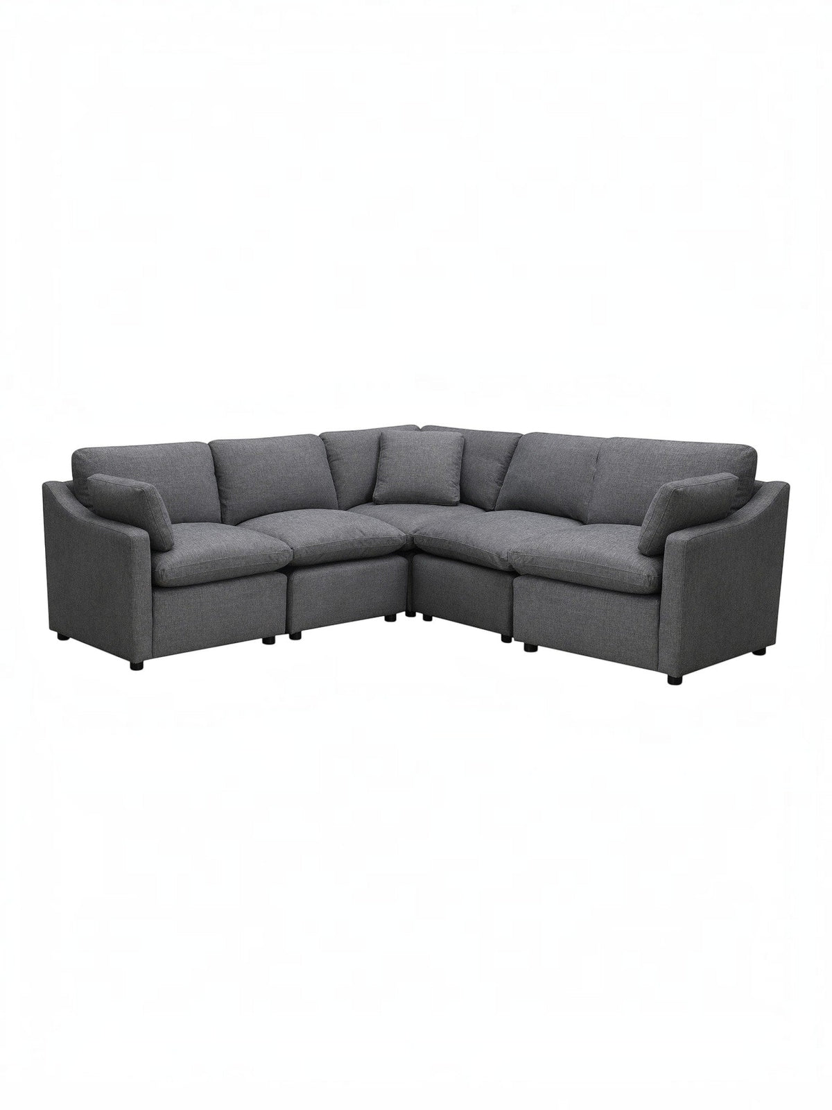 TOCO Meubles Canapé d'angle Pippa gris anthracite en chenille, modulaire et confortable pour salon moderne.