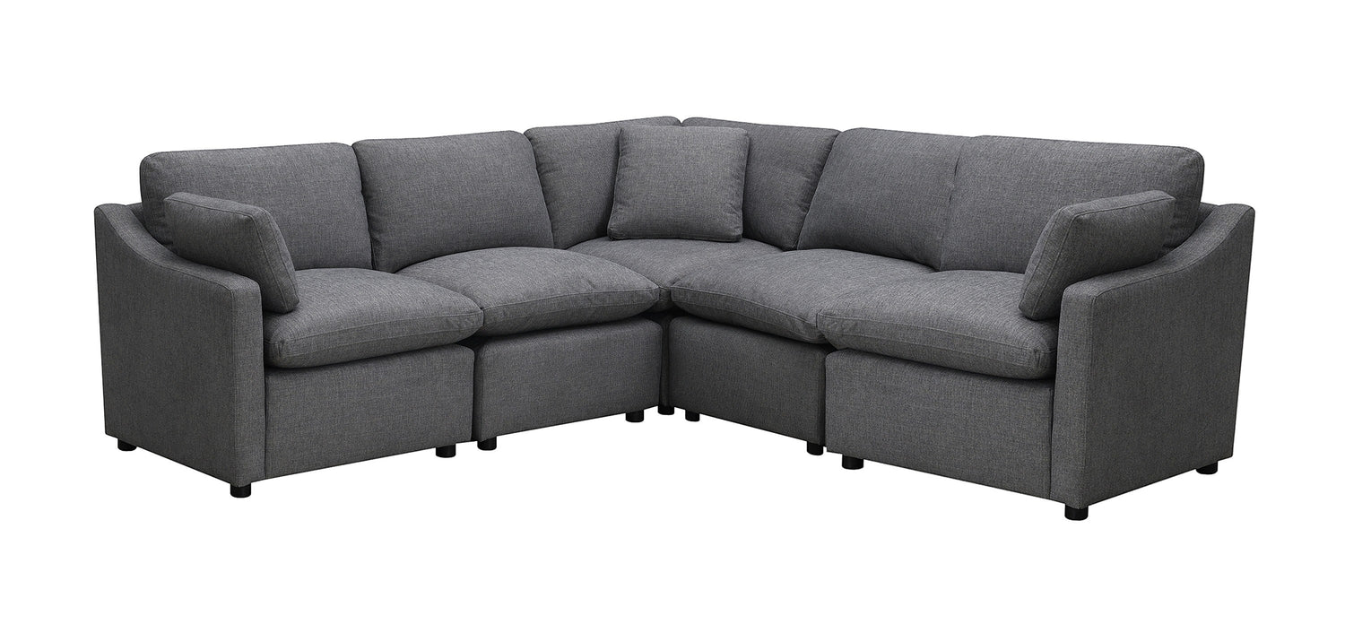 TOCO Meubles Canapé d'angle Pippa gris anthracite en chenille, modulaire et confortable pour salon moderne.