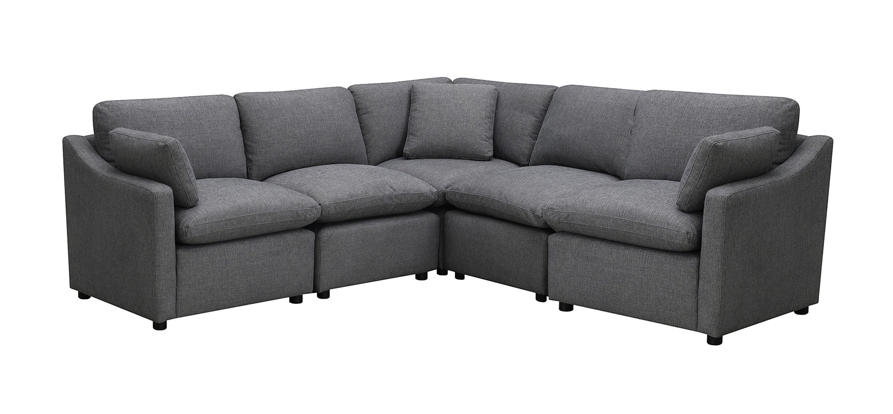 TOCO Meubles Canapé d'angle Pippa gris anthracite en chenille, modulaire et confortable pour salon moderne.
