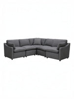TOCO Meubles Canapé d'angle Pippa gris anthracite en chenille, modulaire et confortable pour salon moderne.