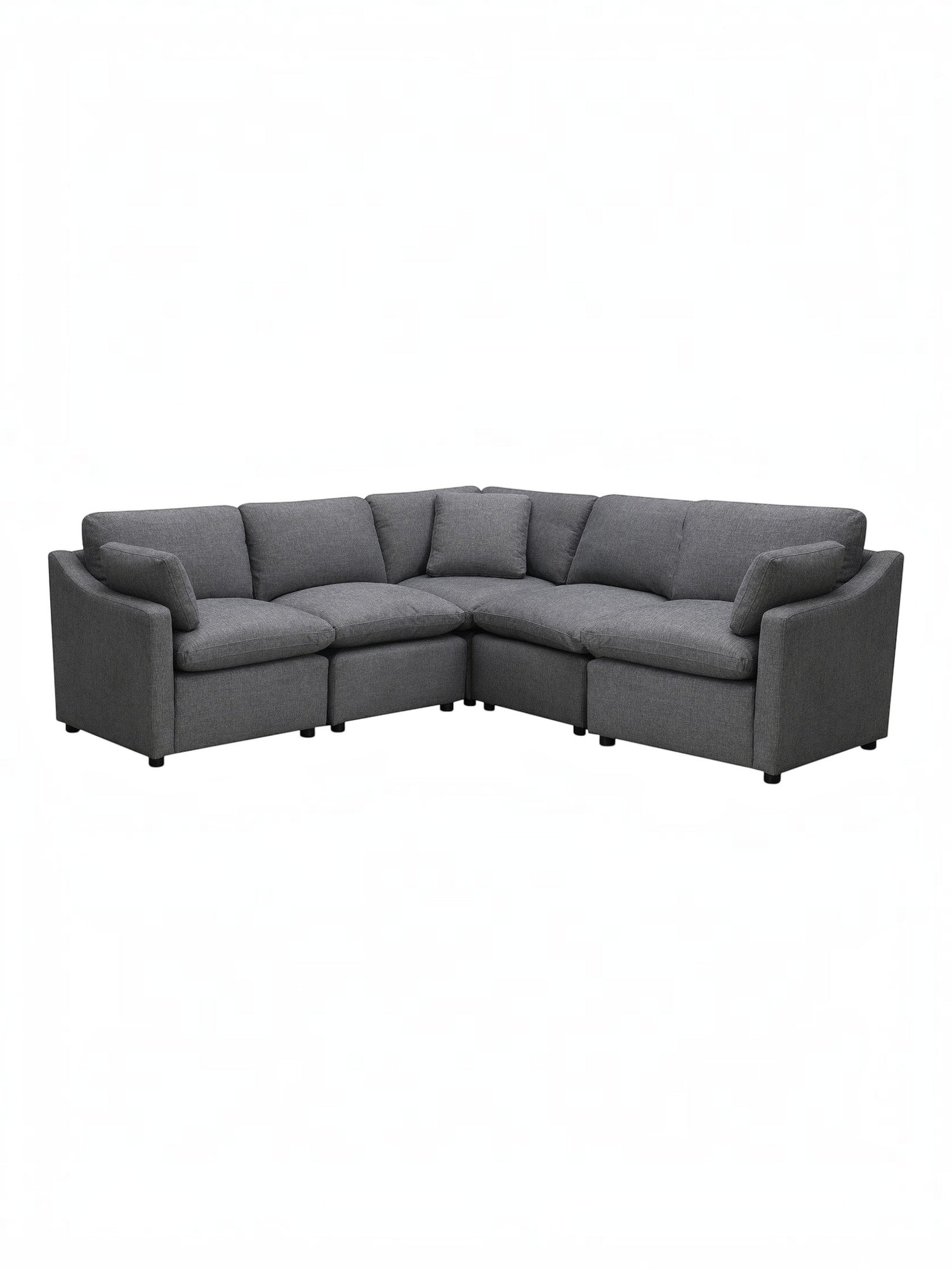 TOCO Meubles Canapé d'angle Pippa gris anthracite en chenille, modulaire et confortable pour salon moderne.