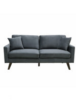 Canapé 3 places gris anthracite en velours, pieds obliques en bois, par TOCO Meubles