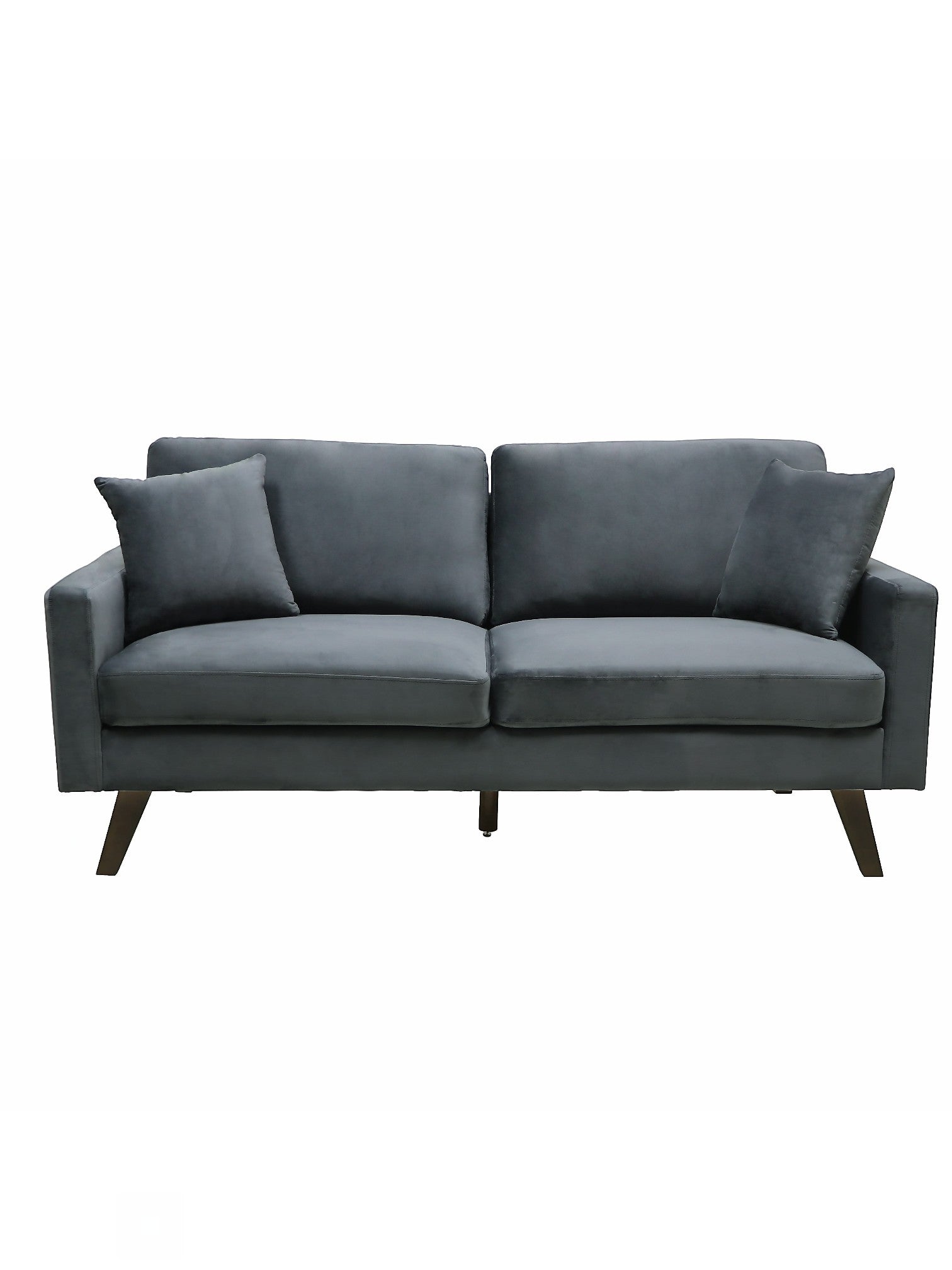 Canapé 3 places gris anthracite en velours, pieds obliques en bois, par TOCO Meubles
