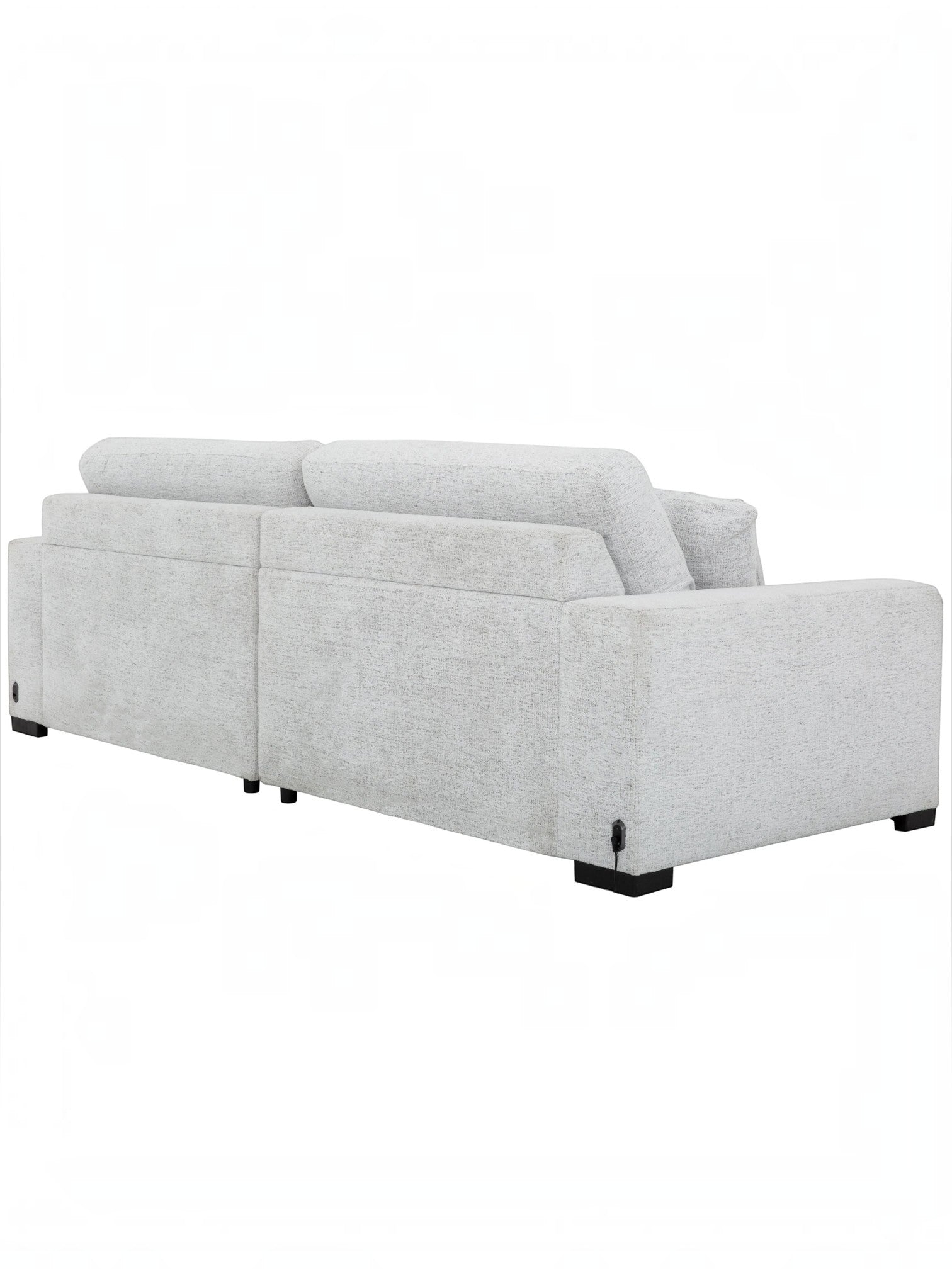 Canapé convertible Sacha de TOCO Meubles en tissu gris pâle, vue arrière montrant le design contemporain et épuré
