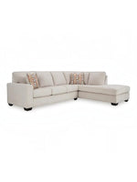 TOCO Meubles Canapé sectionnel Toscana beige en tissu avec coussins décoratifs géométriques.