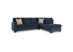 TOCO Meubles Sofa sectionnel Toscana bleu marine en tissu avec coussins décoratifs géométriques