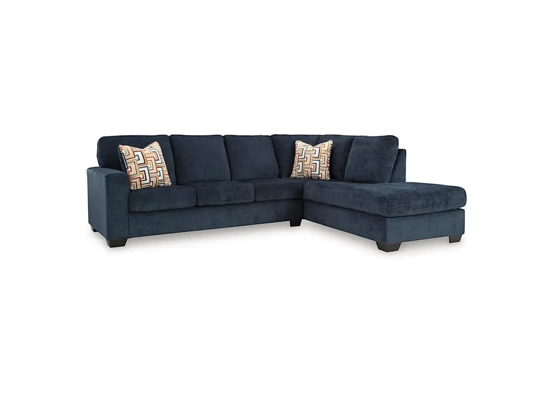 TOCO Meubles Sofa sectionnel Toscana bleu marine en tissu avec coussins décoratifs géométriques