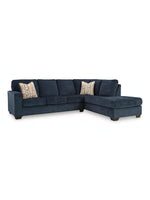 TOCO Meubles Sofa sectionnel Toscana bleu marine en tissu avec coussins décoratifs géométriques