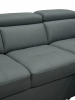 Canapé sectionnel-lit gris TOCO Meubles avec assises capitonnées et appuie-têtes ajustables
