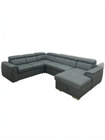 Canapé sectionnel-lit gris TOCO Meubles avec méridienne et rangement intégré au design moderne et confortable