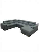 Canapé sectionnel-lit gris TOCO Meubles avec méridienne et rangement intégré au design moderne et confortable