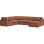TOCO Meubles Sofa sectionnel Toscana marron en tissu, avec méridienne et coussins moelleux.
