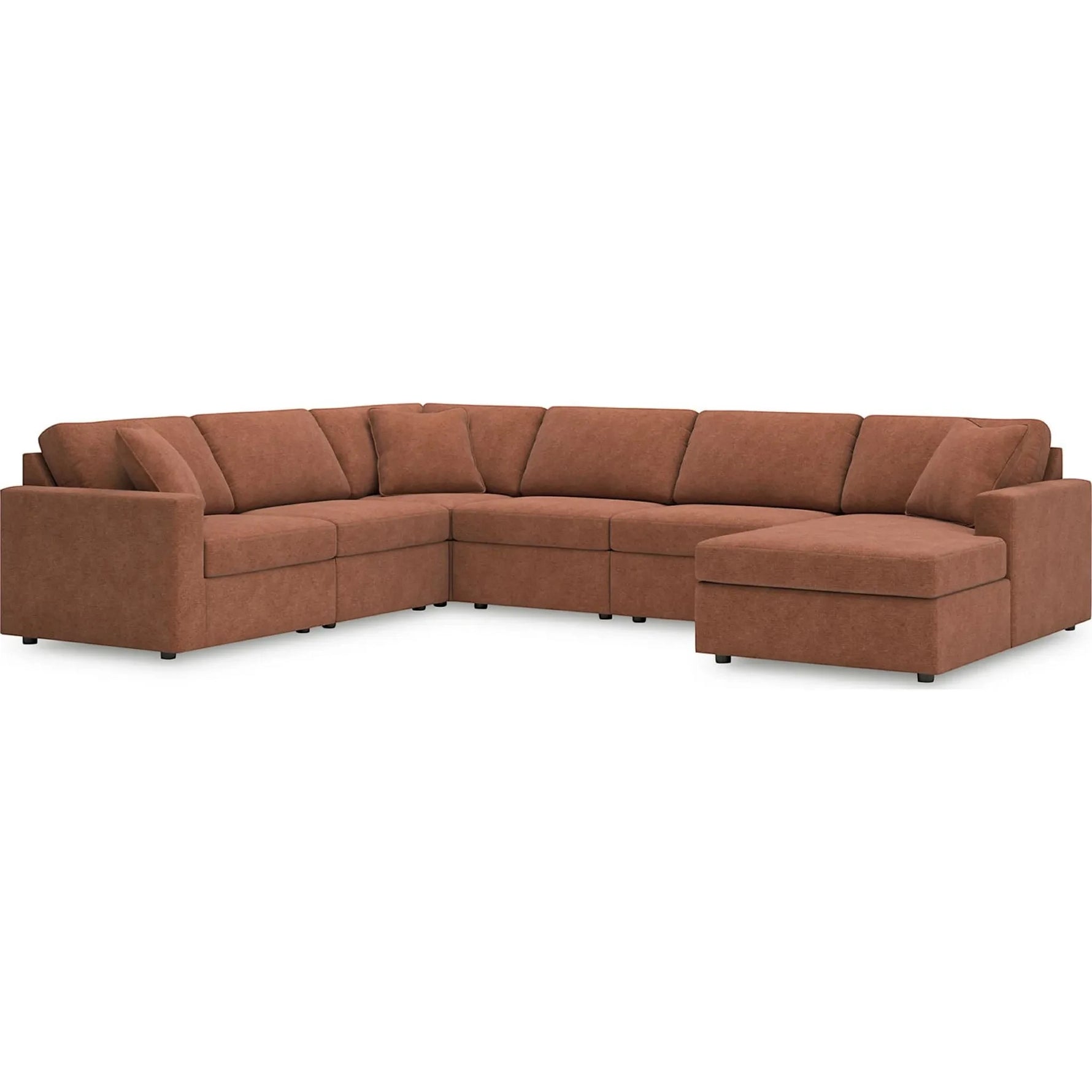 TOCO Meubles Sofa sectionnel Toscana marron en tissu, avec méridienne et coussins moelleux.