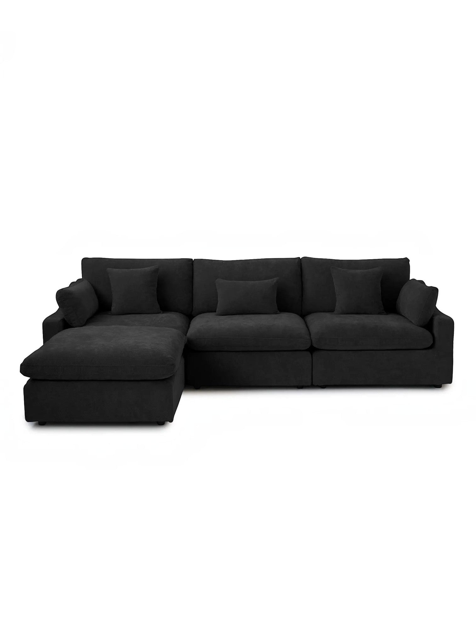 Canapé sectionnel modulaire noir en chenille et lin avec structure en pin et contreplaqué par TOCO Meubles