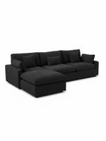 Canapé sectionnel modulaire TOCO Meubles en tissu chenille noir avec méridienne et coussins décoratifs