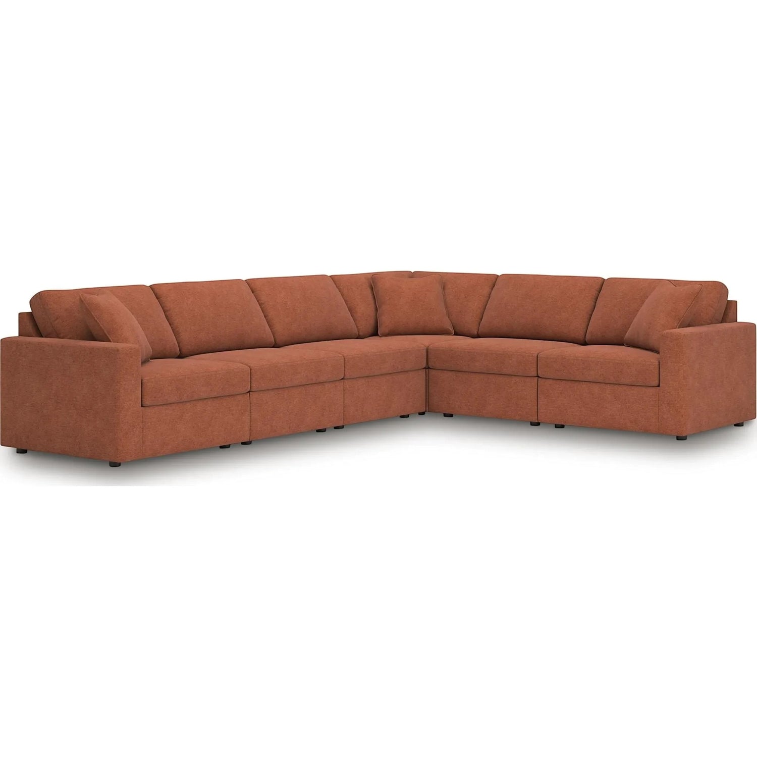 TOCO Meubles Sofa sectionnel Toscana en tissu orange brûlé, 6 places, design moderne.