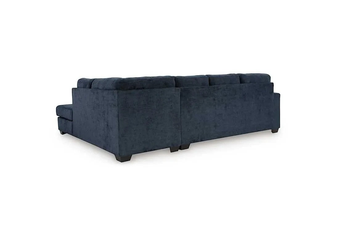 TOCO Meubles Sofa sectionnel Toscana bleu marine en velours avec méridienne