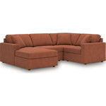 TOCO Meubles Sofa sectionnel Toscana en tissu orange brûlé, 5 places avec méridienne.