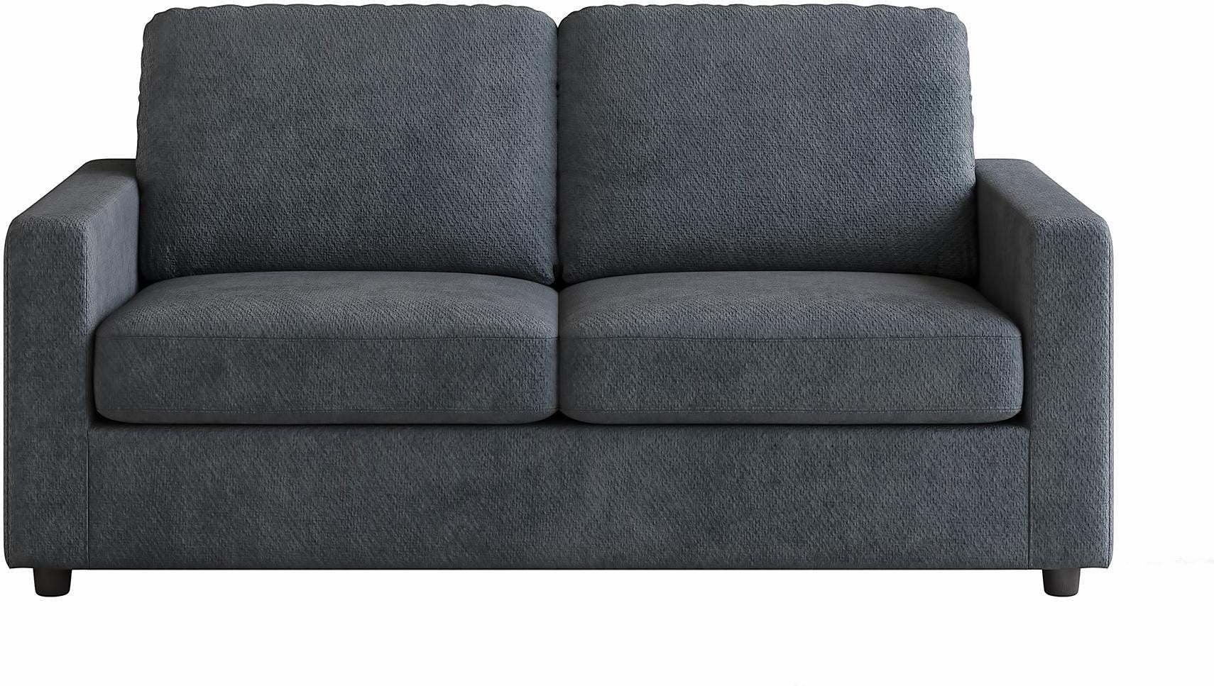 Toco Meubles Causeuse Amara grise en tissu texturé, 2 places, style moderne et compact.