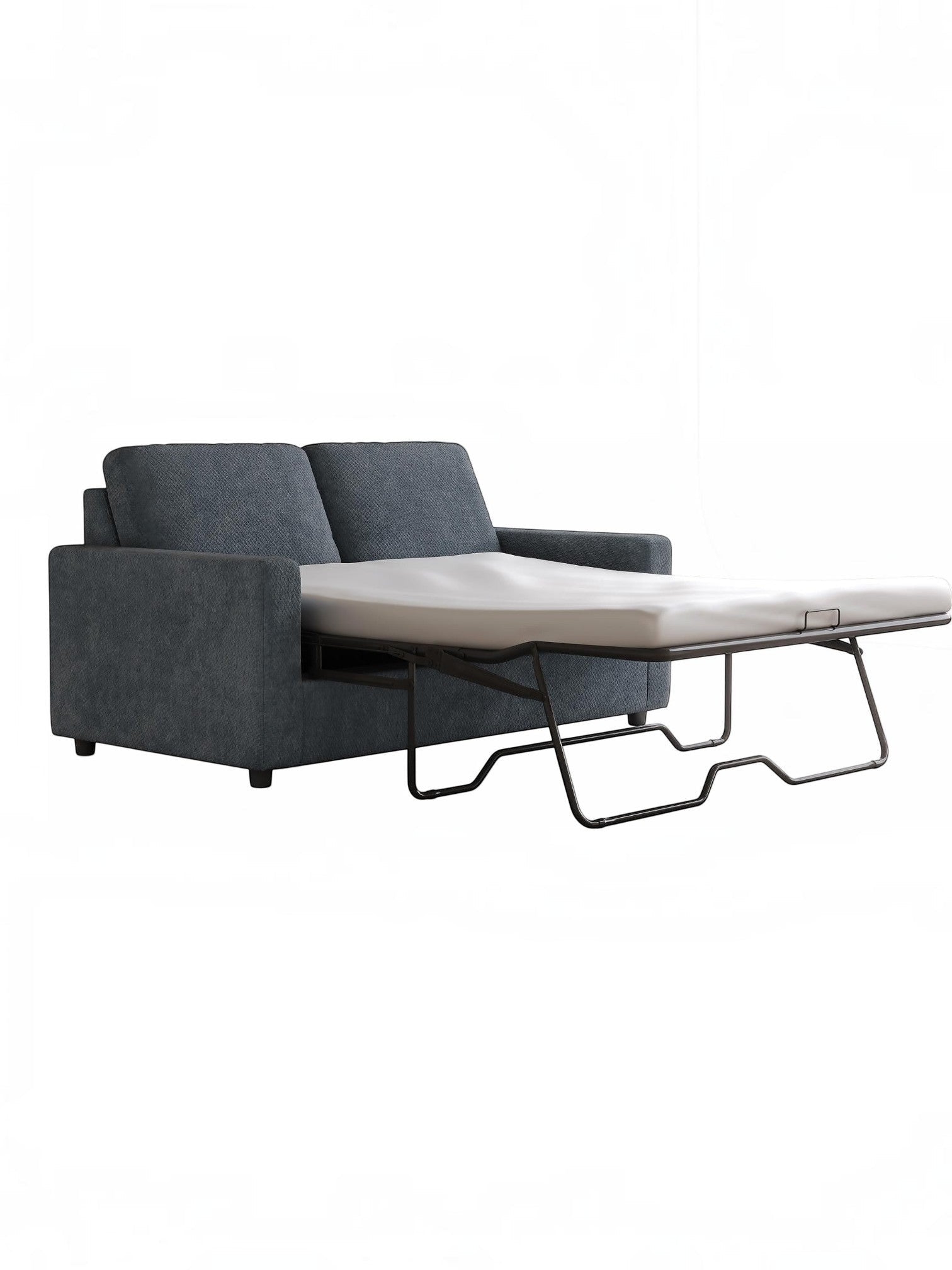TOCO Meubles Causeuse Amara grise en tissu, convertible en lit, idéale pour petits espaces.