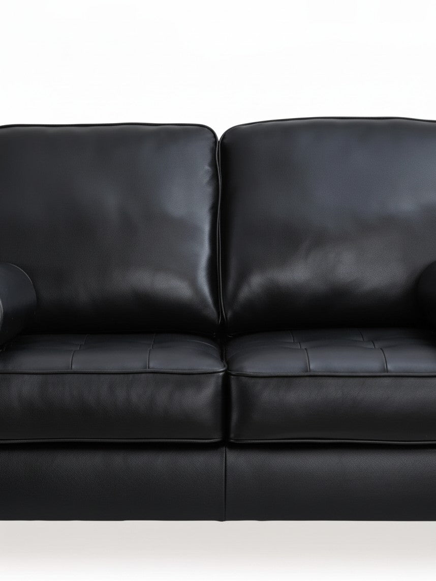 Causeuse Bryce TOCO Meubles en cuir noir avec assise capitonnée et dossiers confortables