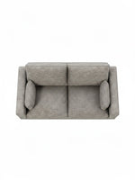 Causeuse Faro TOCO Meubles en tissu gris granite avec deux coussins d'appoint, vue de dessus