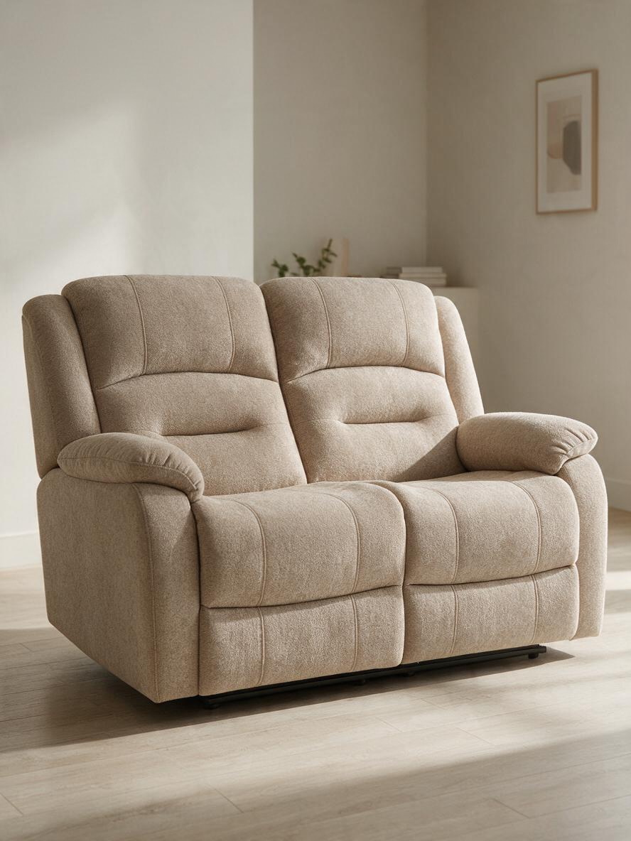 Causeuse inclinable Béatrice TOCO Meubles beige en tissu texturé avec accoudoirs rembourrés pour petit espace