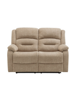 Causeuse inclinable 2 places Béatrice de TOCO Meubles en tissu beige texturé avec accoudoirs rembourrés