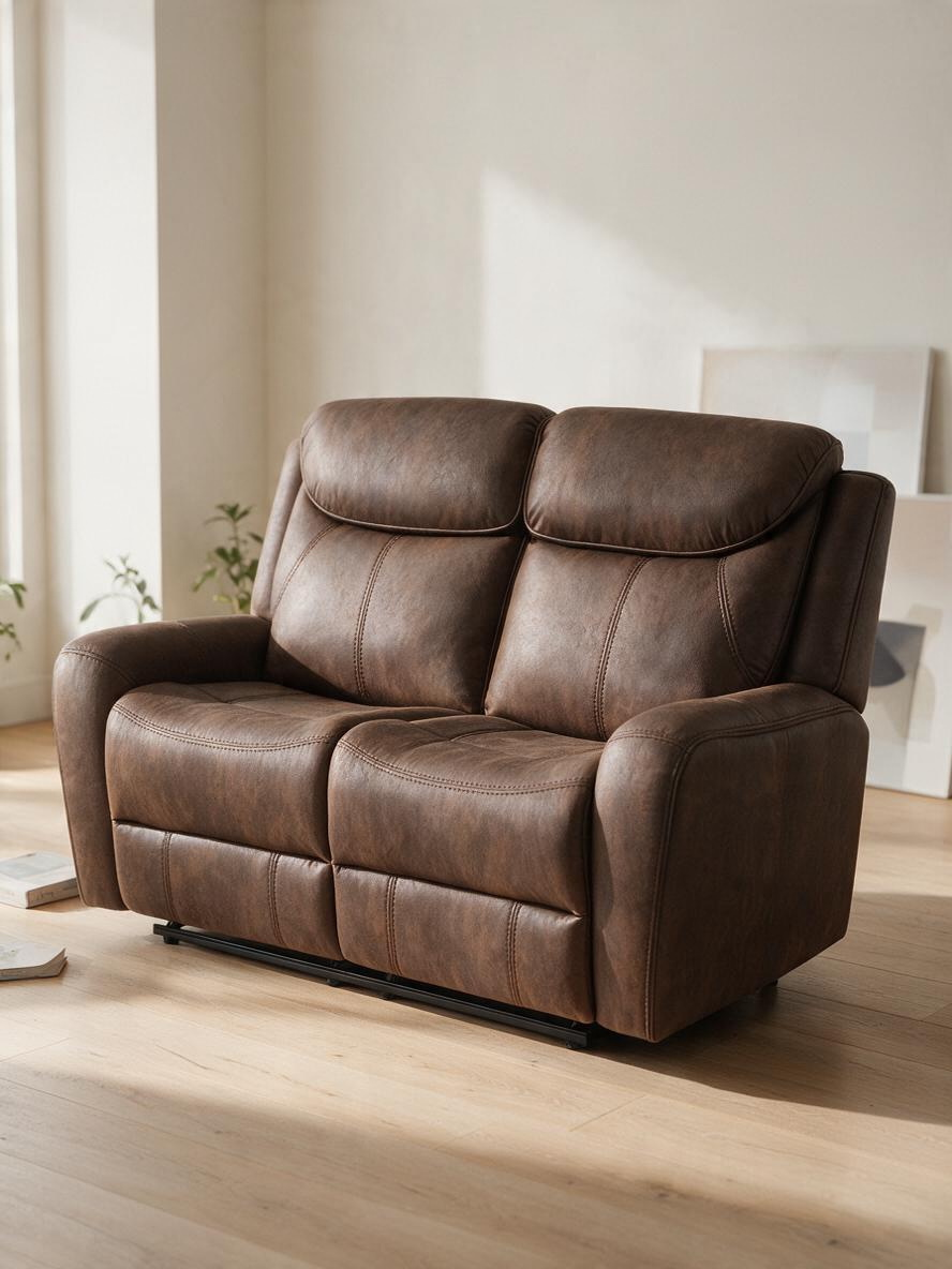 Causeuse inclinable Jackson TOCO Meubles en similicuir brun avec dossiers segmentés et assises confortables