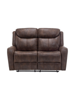 Causeuse inclinable Jackson de TOCO Meubles en similicuir brun avec dossiers segmentés et assises confortables