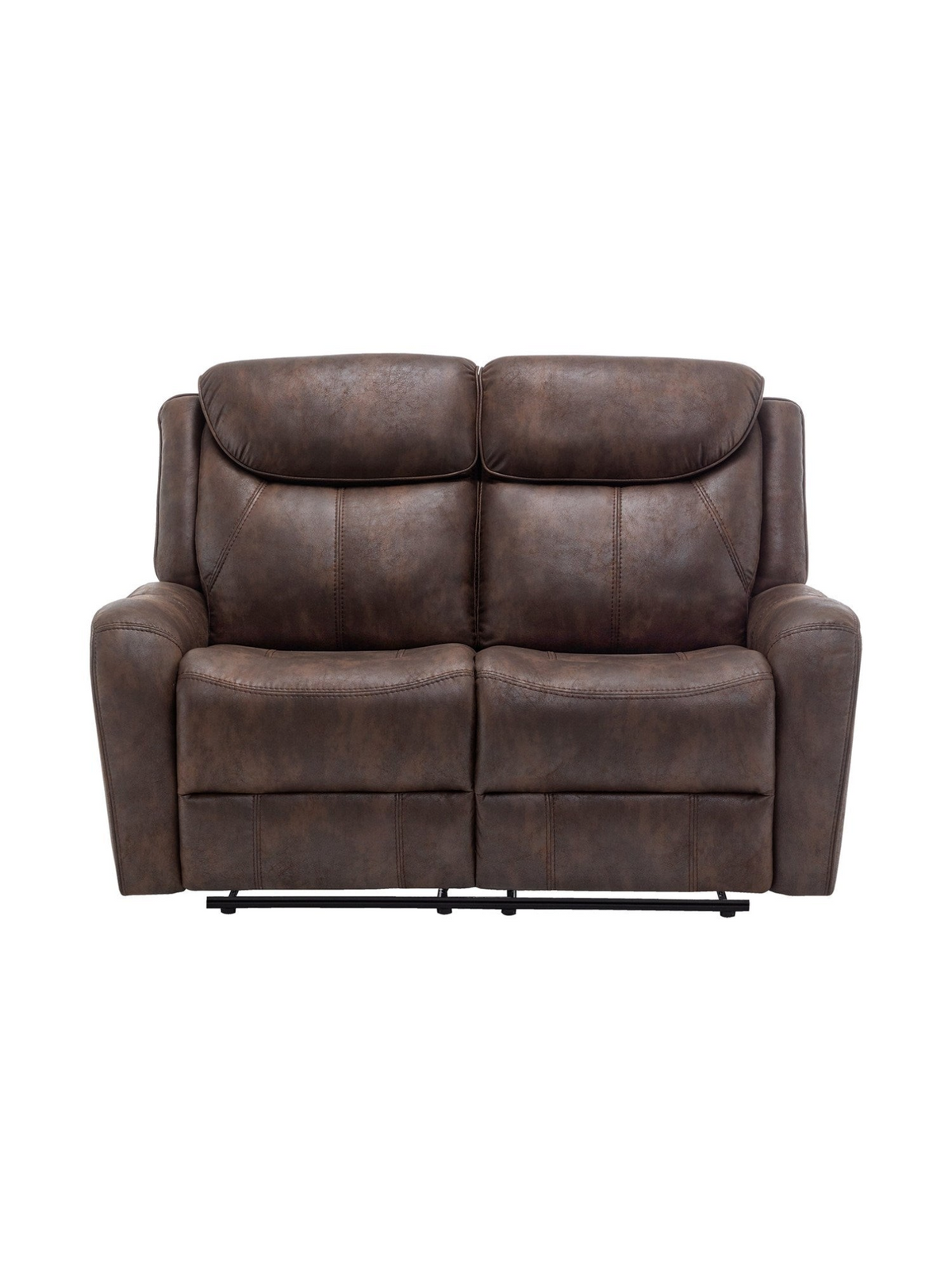 Causeuse inclinable Jackson de TOCO Meubles en similicuir brun avec dossiers segmentés et assises confortables