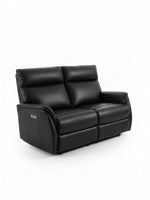 Causeuse inclinable TOCO Meubles Eva en cuir noir avec mécanisme électrique et appuie-têtes ergonomiques