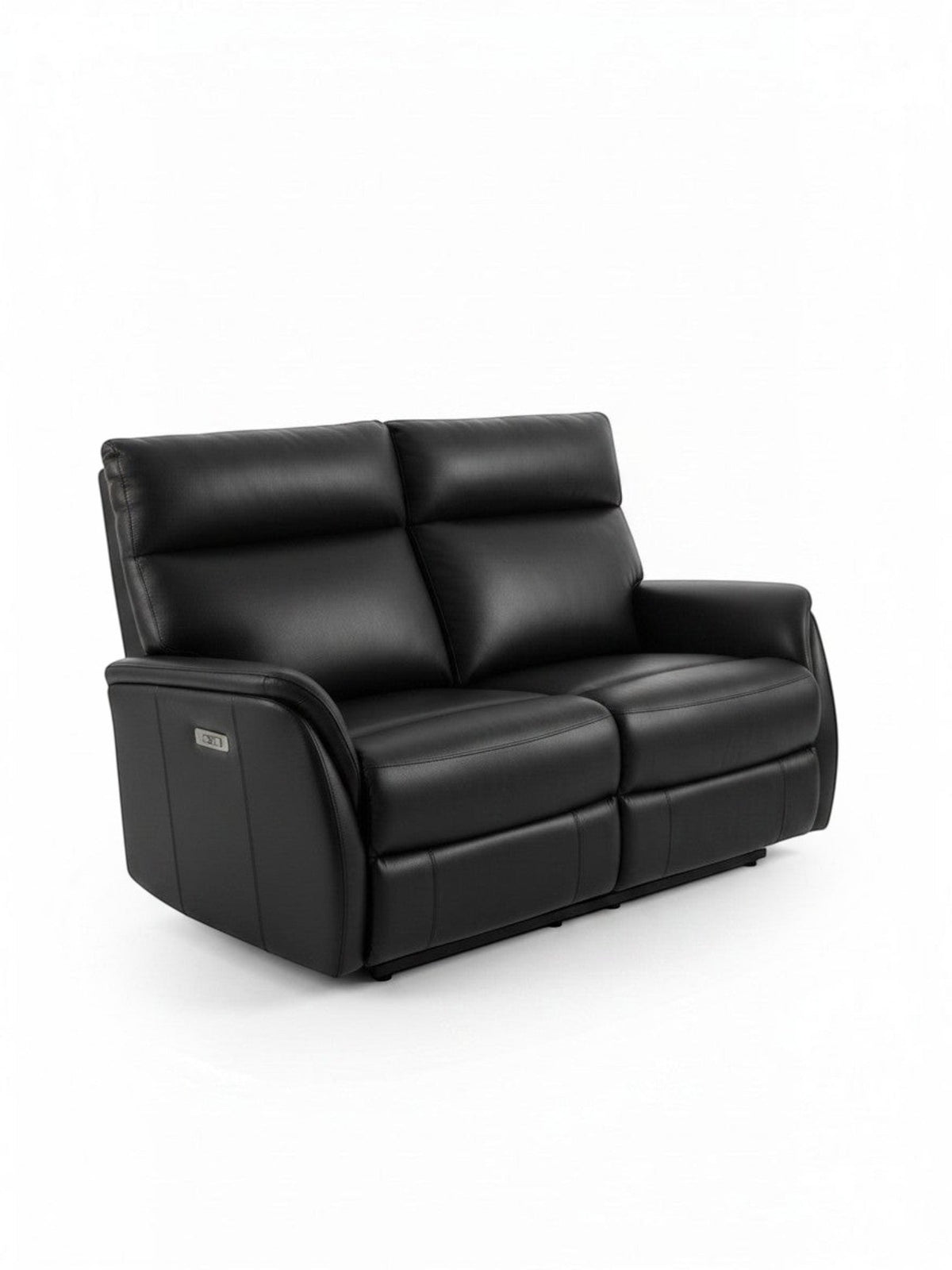 Causeuse inclinable TOCO Meubles Eva en cuir noir avec mécanisme électrique et appuie-têtes ergonomiques