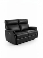 Causeuse inclinable TOCO Meubles Eva en cuir noir avec mécanisme électrique et appuie-têtes ergonomiques