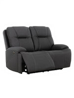 Causeuse inclinable Elvis gris foncé avec surpiqûres contrastantes, disponible chez TOCO Meubles pour le salon.