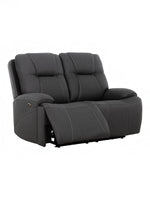 Causeuse inclinable Elvis gris foncé avec surpiqûres contrastantes, disponible chez TOCO Meubles pour le salon.