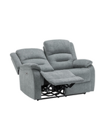 Causeuse inclinable électrique Béatrice de TOCO Meubles en tissu gris avec repose-pieds déployé